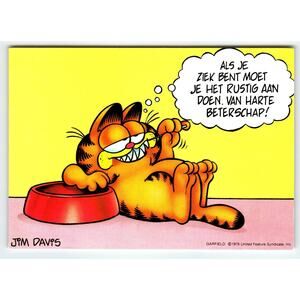 Vintage 1978 Garfield Get Well Postcard Jim Davis Comic Cartoon